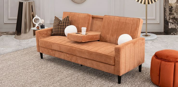 Sofá Cama Con Consola Lumo Naranja
