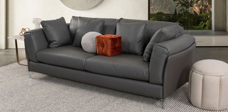Sofá 3 Plazas Piel Kenai CL Gris (Boal)