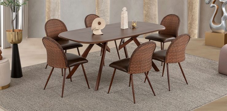 Comedor Rectangular Segovia Café 7 Piezas