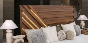Cabecera Con Luz King Size Doha Café