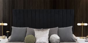 Cabecera King Size Megan Negro Terciopelo