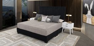 Cama King Size Megan Negro Terciopelo moderno