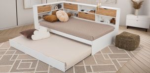 Cama Individual Con Cama Baja Individual Tian Blanco
