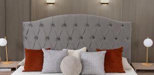 Cabecera King Size Zhola Gris Terciopelo