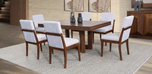 Comedor Rectangular 180 Cm Creta Blanco Winter 7 Piezas