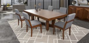 Comedor Rectangular Creta Con Sillas Gris Charcoal 240 Cms