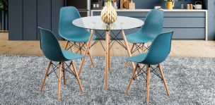 Comedor Redondo Con Sillas Atlas Azul