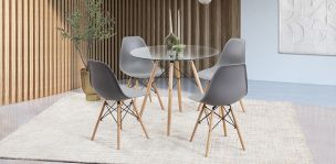 Comedor Redondo Con Sillas Atlas Gris