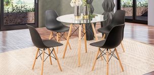 Comedor Redondo Con Sillas Atlas Negro