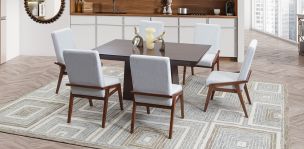 Comedor 160 Cm Montreal Con Sillas Praga Mix Gris 7 Piezas