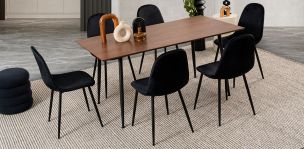 Comedor Con Extensión Camargo Negro 7 Piezas