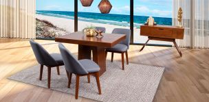 Comedor Odette PL Con Sillas Olaf Gris 5 Piezas