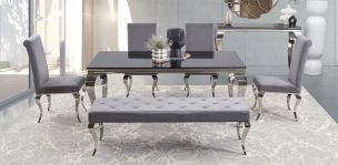 Comedor Rectangular Elenor Gris Cristal
