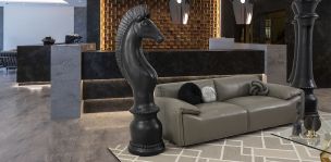 Escultura Caballo Ajedrez Negro