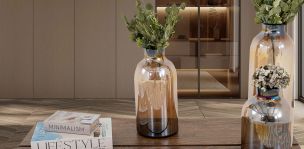 Jarrón Decorativo Balero Cristal Zirconia Café Mediano