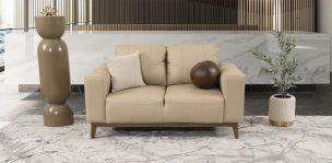 Sofá 2 Plazas Piel Littio Beige