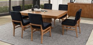 Comedor Margot Con Sillas Invictus Negro 7 Piezas