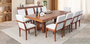 Comedor Rectangular Creta Con Sillas Gris Claro 240 Cm