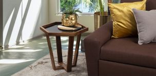 Mesa Lateral Hexagonal Chico Victory Negro Cristal