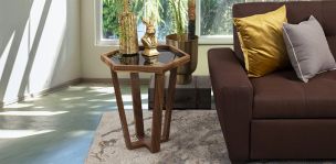 Mesa Lateral Hexagonal Grande Victory Negro Cristal