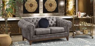 Sofá 2 Plazas Begonia Bonded Leather Gris