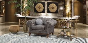 Sillón Begonia Bonded Leather Gris