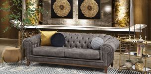 Sofá 3 Plazas Begonia Bonded Leather Gris