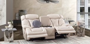 Sofá 2 Plazas Reclinable Lake Beige