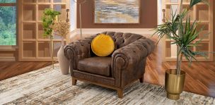 Sillón Begonia Bonded Leather Café