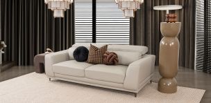 Sofá 3 Plazas Piel Lecce Beige