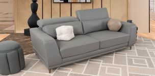 Sofá 3 Plazas Piel Lecce Gris