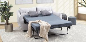 Sofá Cama Con Cama Oculta Aron Memory Foam Gris Claro