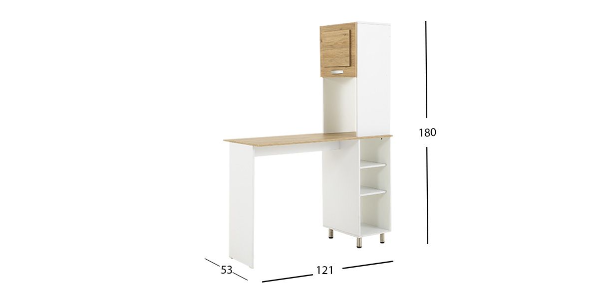 Alacena Con Barra Desayunador Akita Blanco