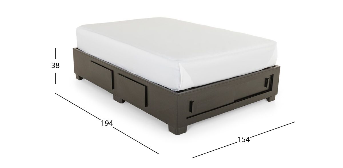 Base De Cama Cajonera Matrimonial Koren Café