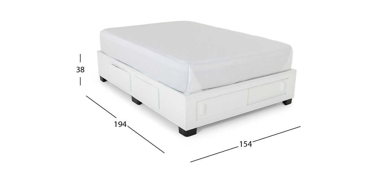 Base De Cama Cajonera Matrimonial Koren Blanco
