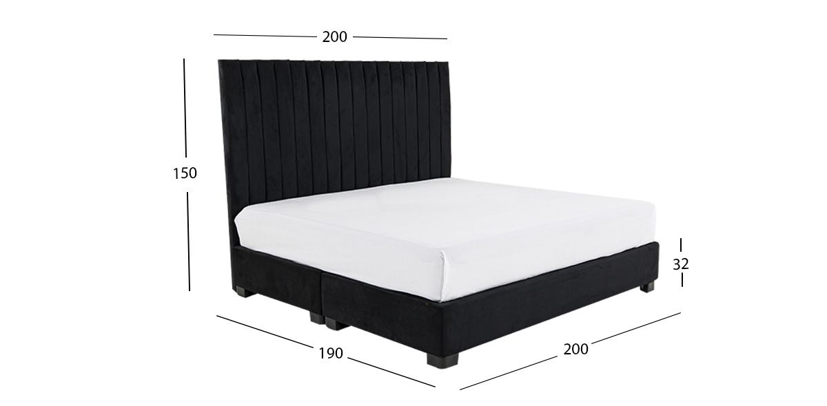 Cama King Size Megan Negro Terciopelo moderno