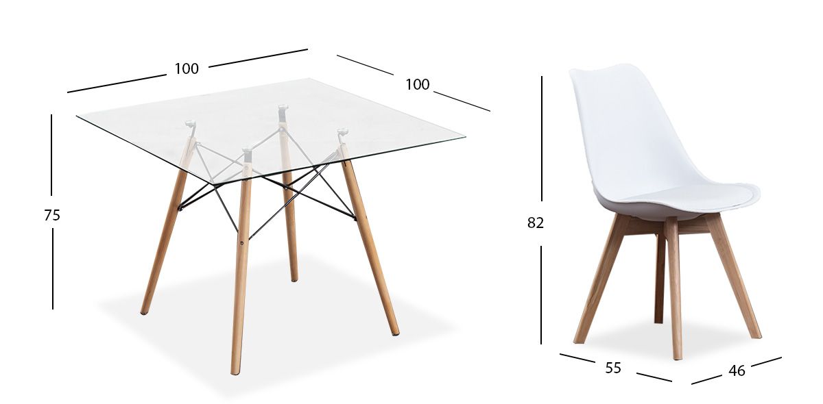 Comedor Cuadrado Atlas Con Sillas Arthus Blanco