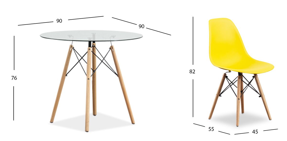 Comedor Redondo Con Sillas Atlas Amarillo