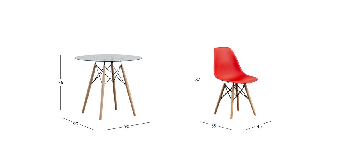 Comedor Redondo Con sillas Atlas Rojo