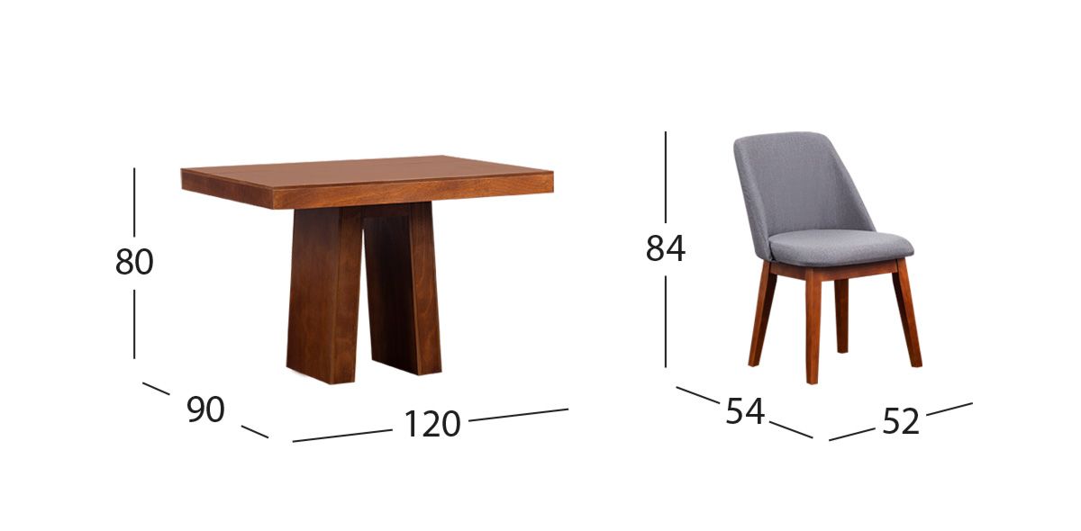Comedor Odette PL Con Sillas Olaf Gris 5 Piezas
