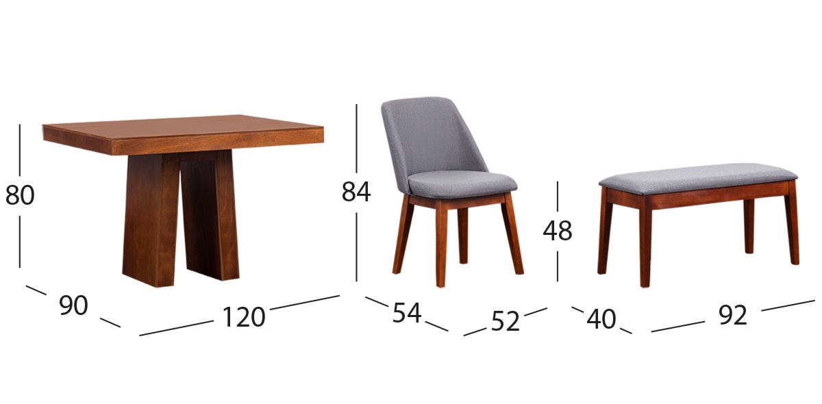 Comedor Odette PL Con Sillas Y Banca Olaf Gris 6 Piezas