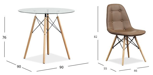 Comedor Redondo Atlas PL Con Sillas Angun Café