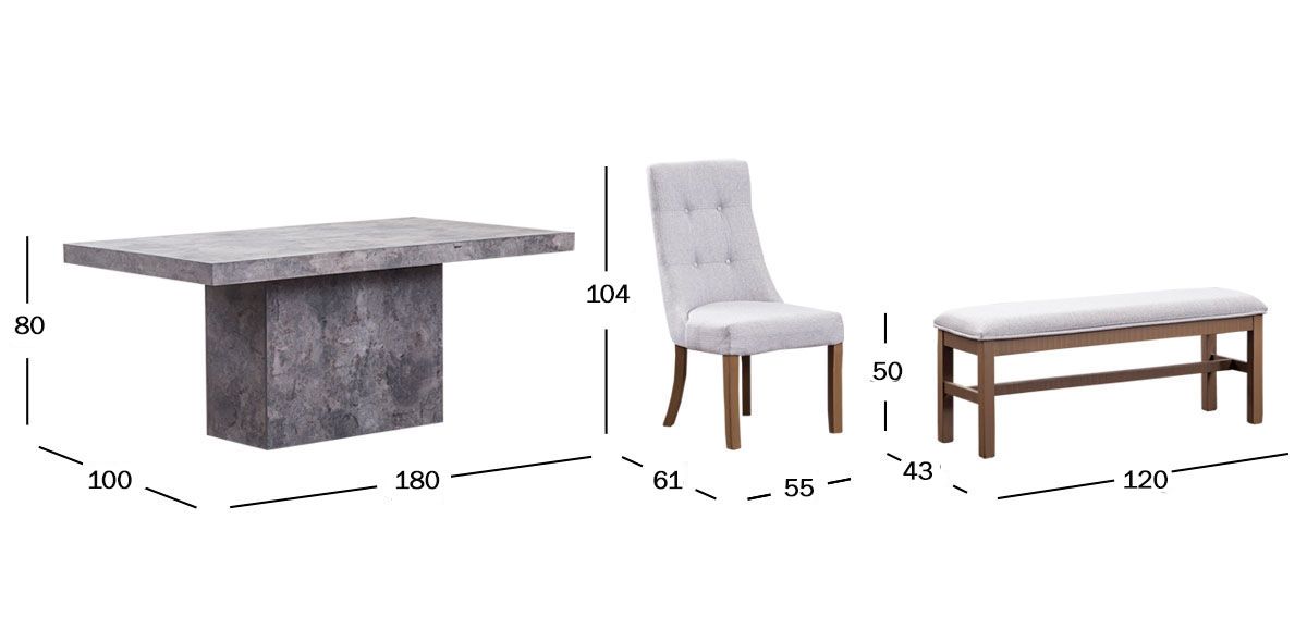 Comedor Rectangular Stone Gris 6 Piezas
