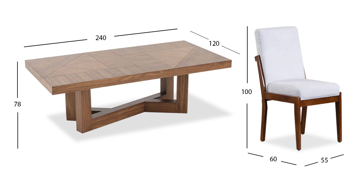 Comedor Rectangular Creta Con Sillas Blanco Winter 240 Cms