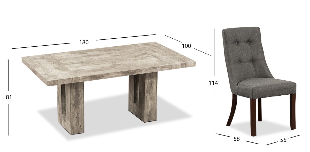Comedor Luxor Beton Con Sillas Gris