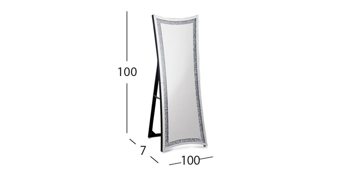 Espejo De Piso Con Sistema De Luz Led Cristal Crush Plata