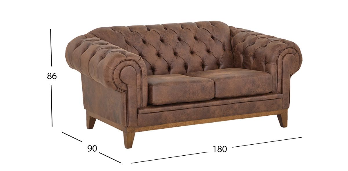 Sofá 2 Plazas Begonia Bonded Leather Café