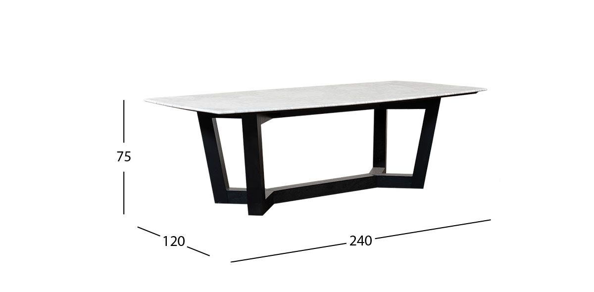 Mesa Comedor De Mármol 240 X 120 Cm Huxley CL Negro 