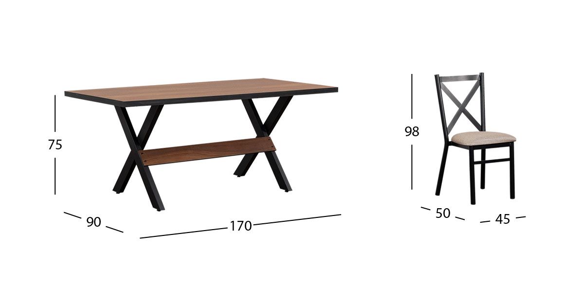 Comedor Rectangular Romeo Negro/Parota 5 Piezas