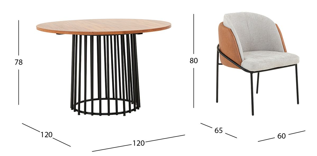 Comedor Redondo 120 Cm Valentina Beige 5 Piezas